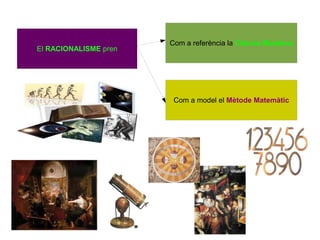 El RACIONALISME pren
Com a referència la Ciència Moderna
Com a model el Mètode Matemàtic
 