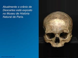 Atualmente o crânio de
Descartes está exposto
no Museu de História
Natural de Paris.
Jefferson Baptista Macedo / 2013
 