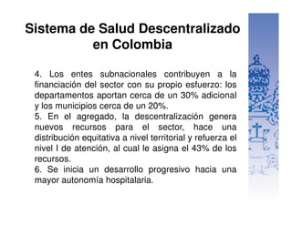 Descentralizacion en Salud COlombia | PDF