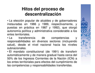 Descentralizacion en Salud COlombia | PDF