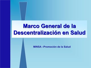 Marco General de la
Descentralización en Salud
MINSA –Promoción de la Salud
 
