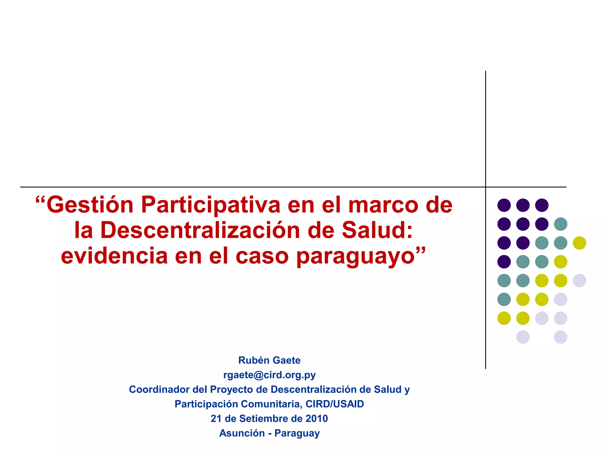 Descentralizacion y Participación en Salud | PDF