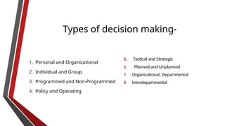 Role of Decision Making Skills in Healthcare Management | PPTX