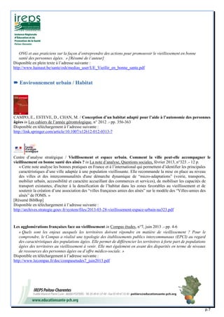p.7 
ONG et aux praticiens sur la façon d’entreprendre des actions pour promouvoir le vieillissement en bonne santé des pe...