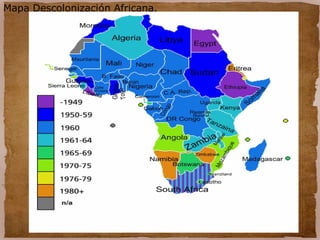 Mapa Descolonización Africana.
 