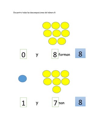 Encuentre todas las descomposiciones del número 8:
y forman
y forman1 7 8
0 8 8
 