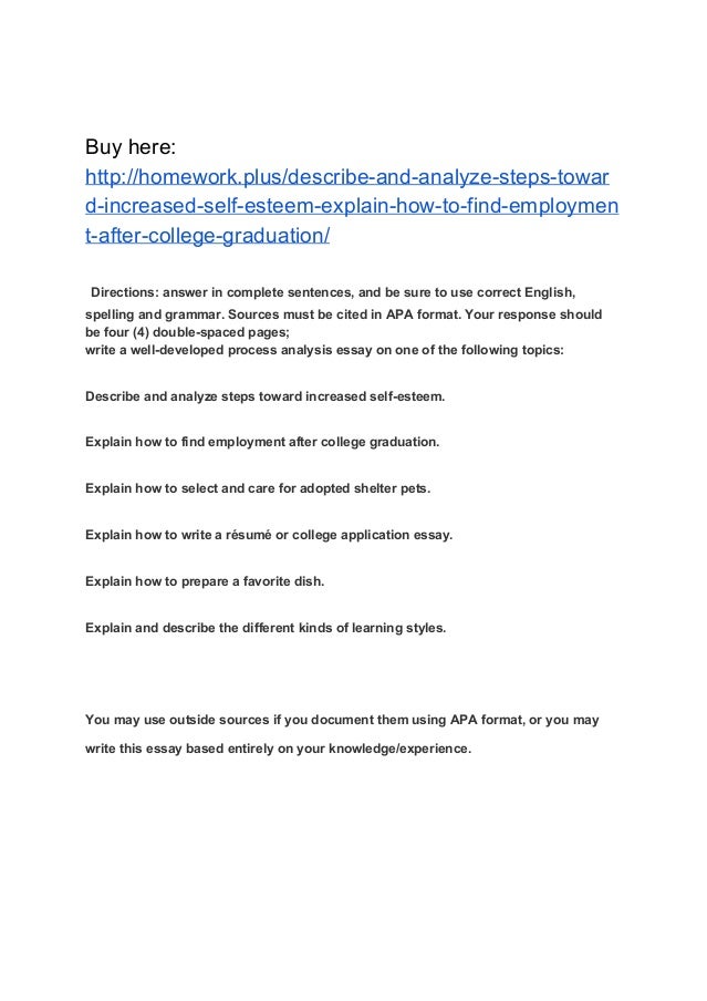Process analysis essay explain how to find employment after college graduation