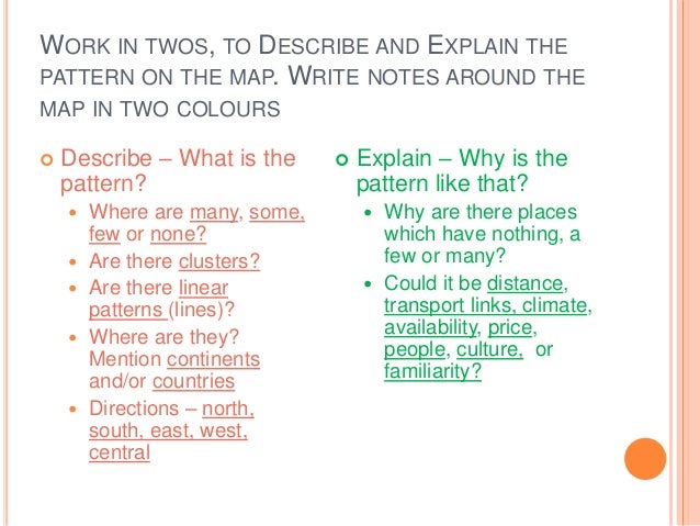 Describe and explain the pattern on a map