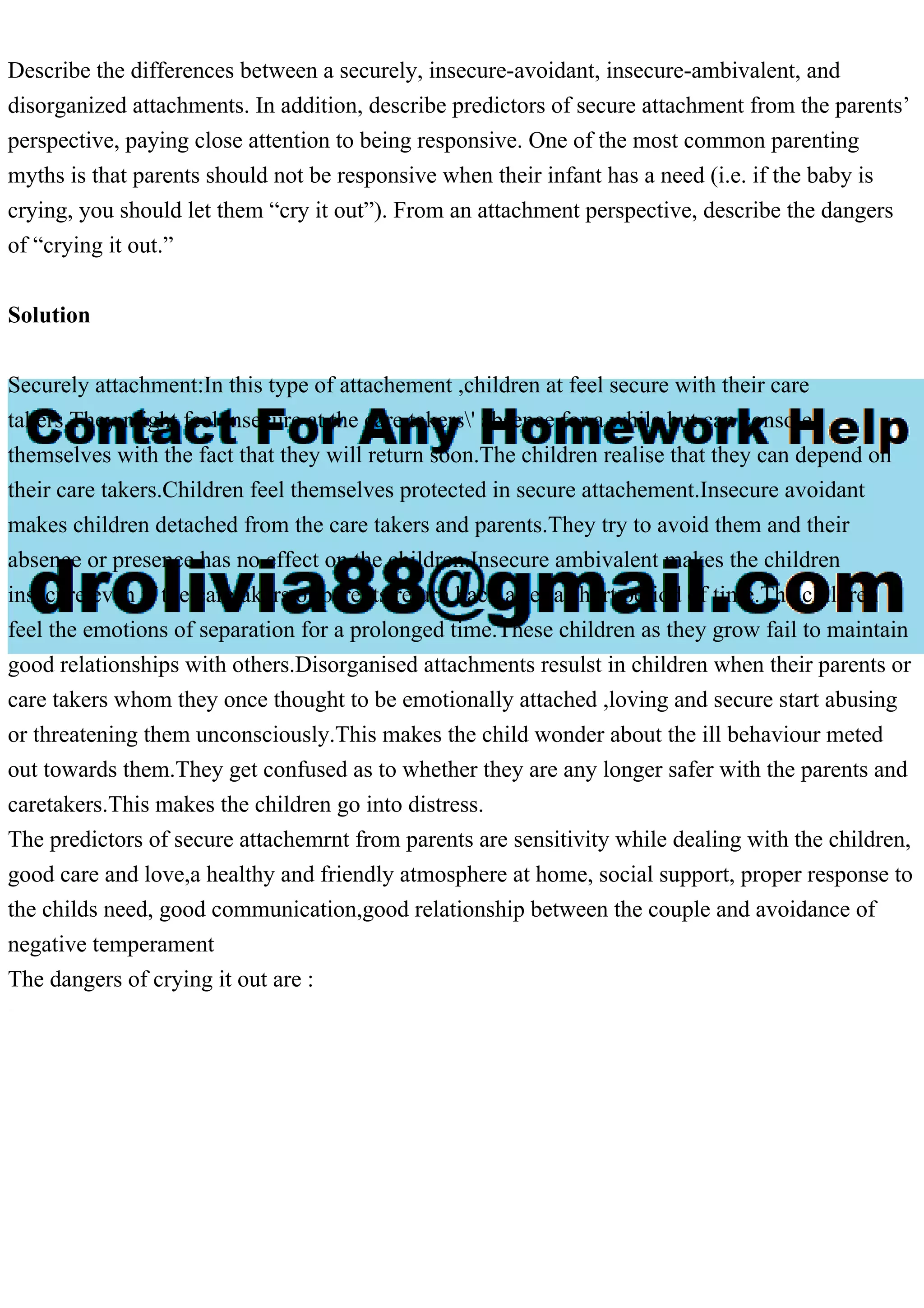 Describe the differences between a securely insecure avoidant inse pdf