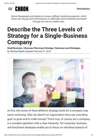 Describe the Three Levels of Strategy for a Single-Business Company.pdf