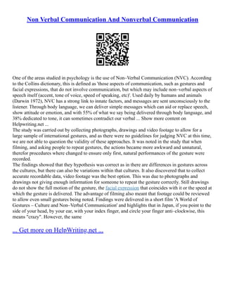 Nvc Approach Describe Three Non-Verbal Communication Techniques To... | PDF