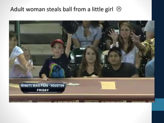 Adult woman steals ball from a little girl 
 