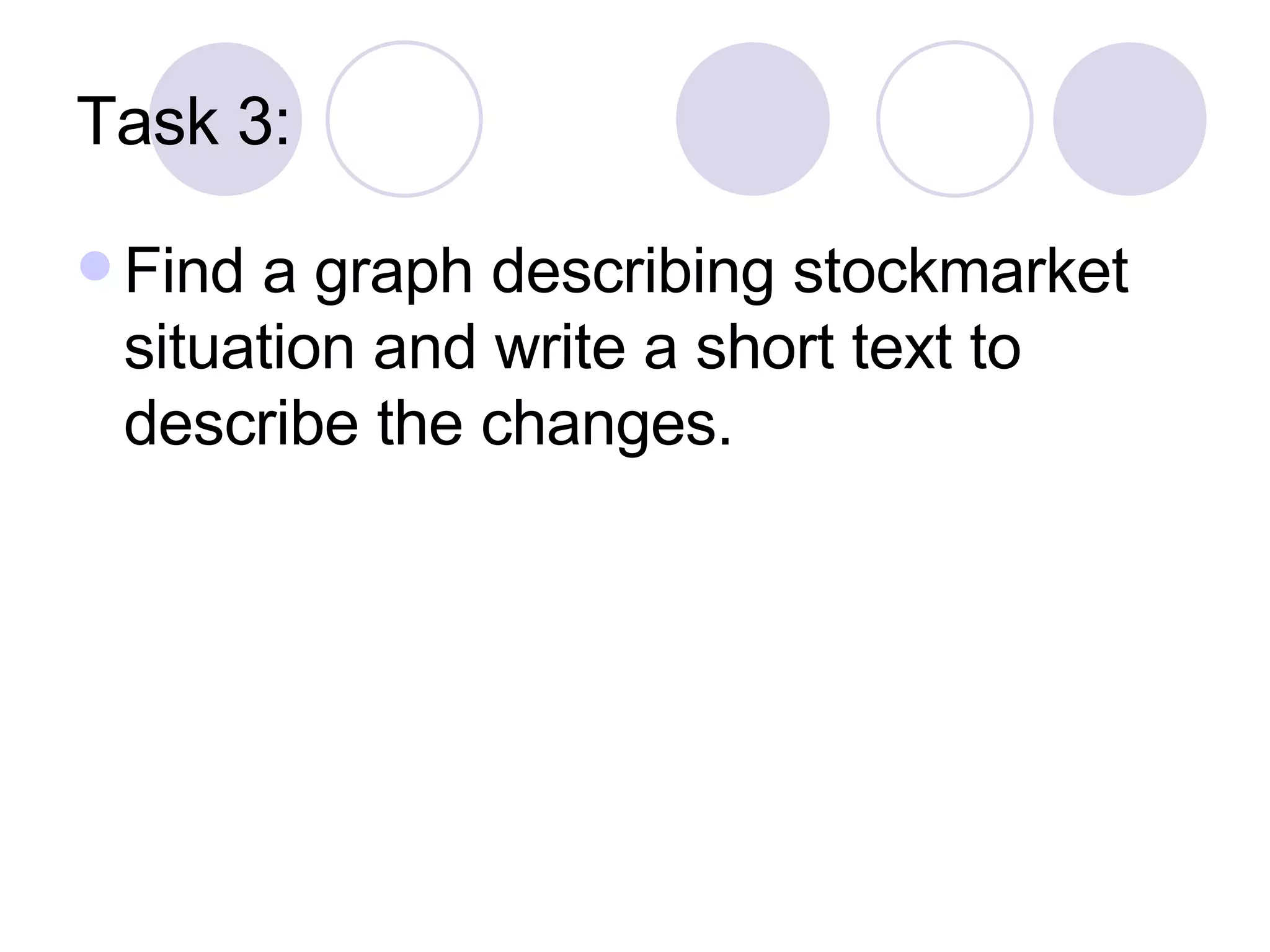 Task 3: Find a graph describing stockmarket situation and write a short text to describe the changes. 