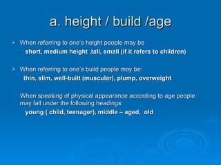 describing people | PPT