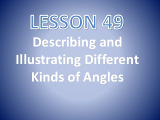 Describing and
Illustrating Different
Kinds of Angles
 