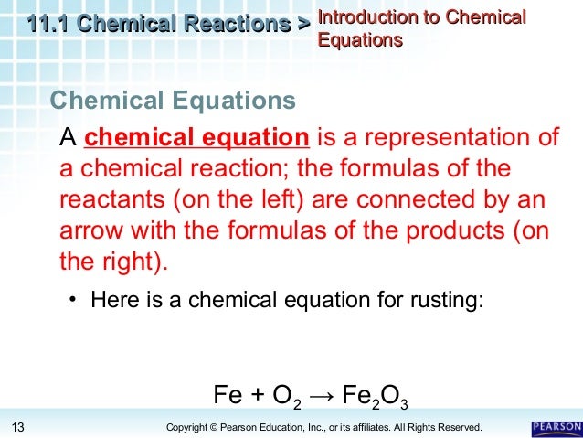 Worksheets All Chemistry Equations describing chemical reactions 13 11 1 chemical