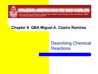 Chapter 8 QBA Miguel A. Castro Ramírez



                    Describing Chemical
                    Reactions
 