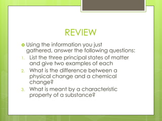 Describing matter powerpoint | PPT