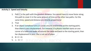 describing motion and different physical quantities