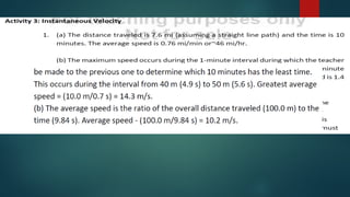 describing motion and different physical quantities
