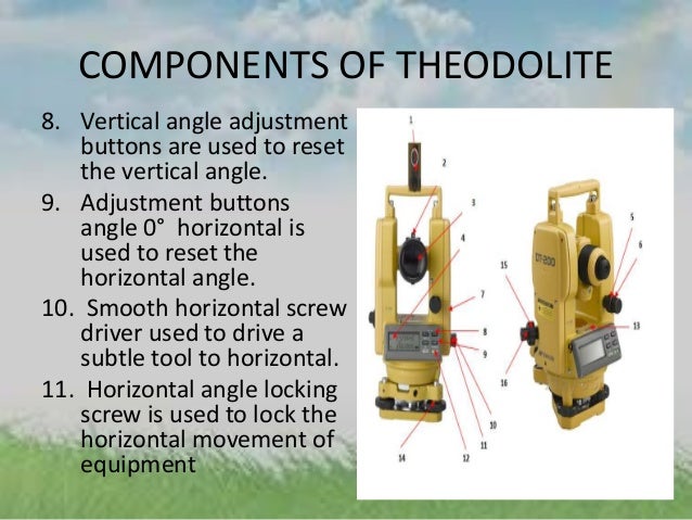 What are the parts and functions of a theodolite?