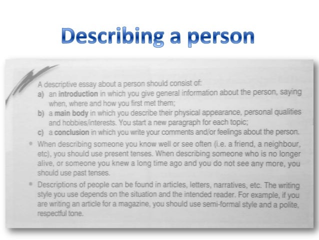 Sample of descriptive essay about a person
