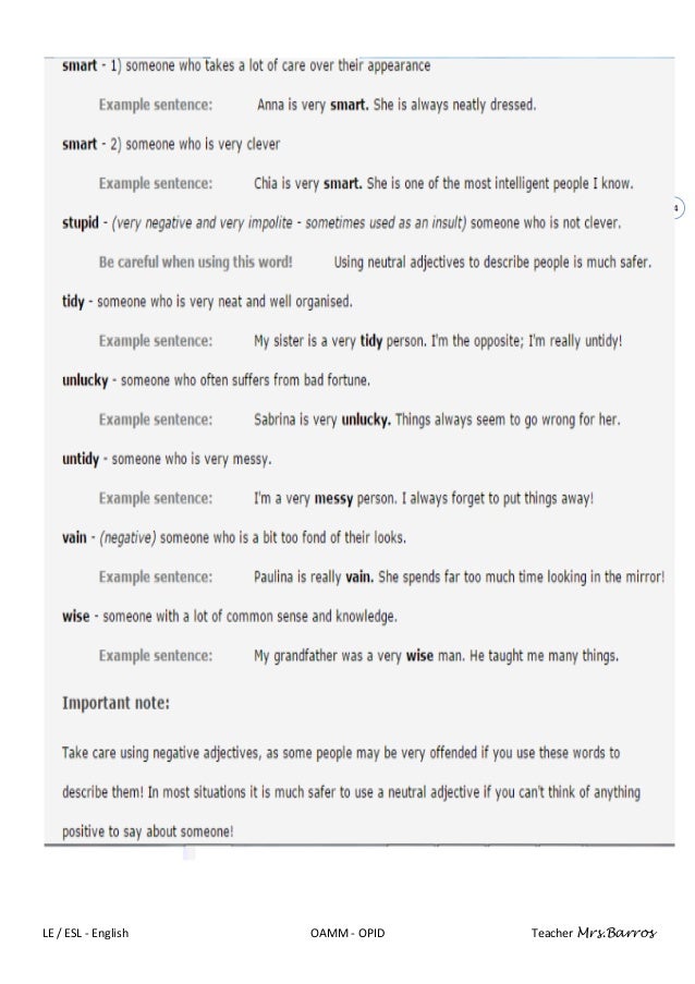 describing a person essay examples