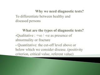 Describing the performance of a diagnostic test | PPTX