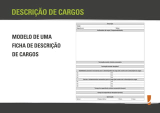 DESCRIÇÃO DE CARGOS
MODELO DE UMA
FICHA DE DESCRIÇÃO
DE CARGOS

 
