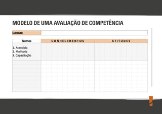 MODELO DE UMA AVALIAÇÃO DE COMPETÊNCIA

 