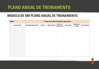 PLANO ANUAL DE TREINAMENTO
MODELO DE UM PLANO ANUAL DE TREINAMENTO

 