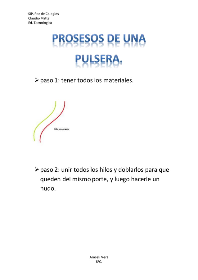 Descripcion pulsera de encerado