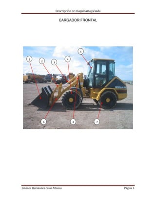 Descripción de maquinaria pesada

CARGADOR FRONTAL

5
1

4

2

3

6

Jiménez Hernández cesar Alfonso

8

7

Página 4

 