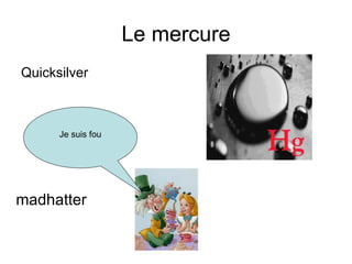 Le mercure Quicksilver madhatter Je suis fou 