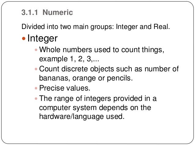 Description of data