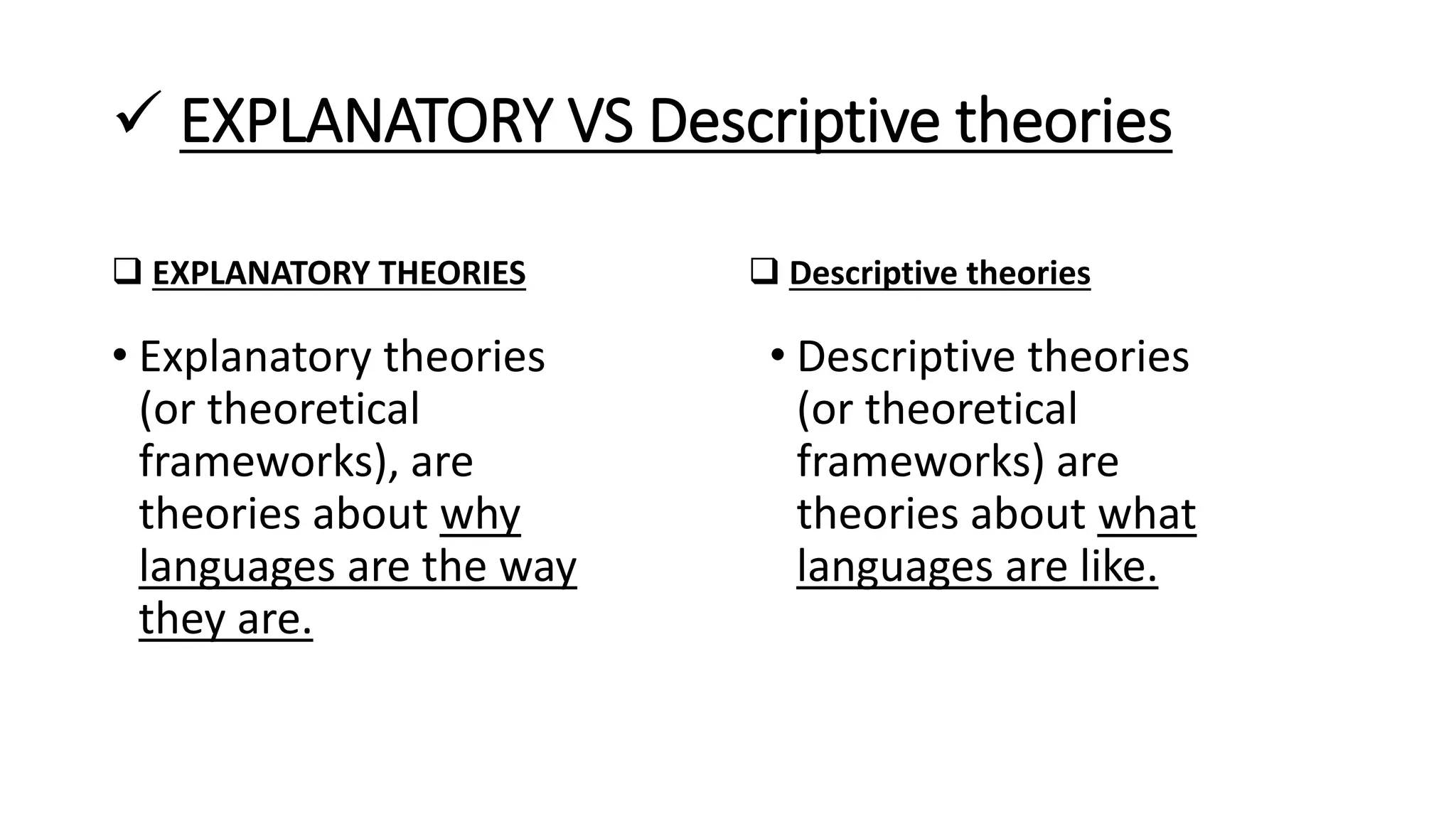 Descriptive and explanatory theories of language. | PPTX