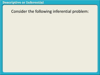 Consider the following inferential problem:
 