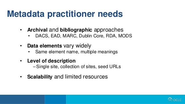 Best Practices for Descriptive Metadata for Web Archiving