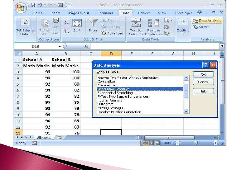 descriptive statistics excel
