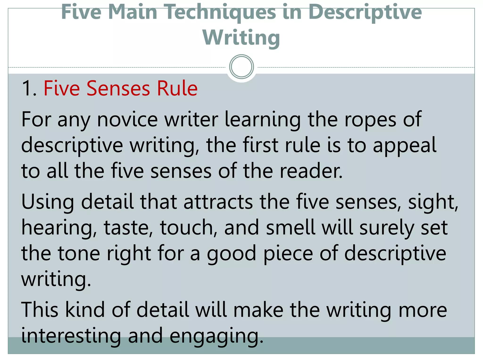 how to write a good piece of descriptive writing