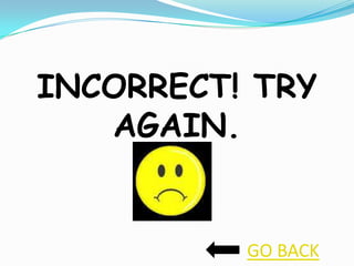 INCORRECT! TRY
   AGAIN.


          GO BACK
 