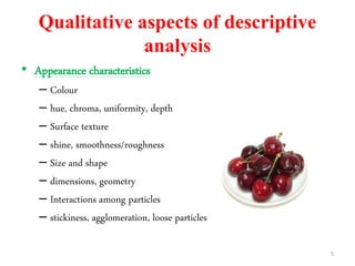 Descriptive analysis for sensory evaluation | PPTX