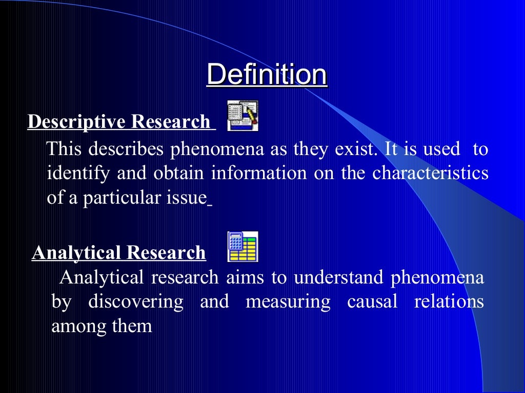 Descriptive and analytical research