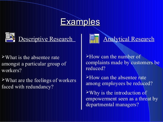 descriptive and analytical research examples