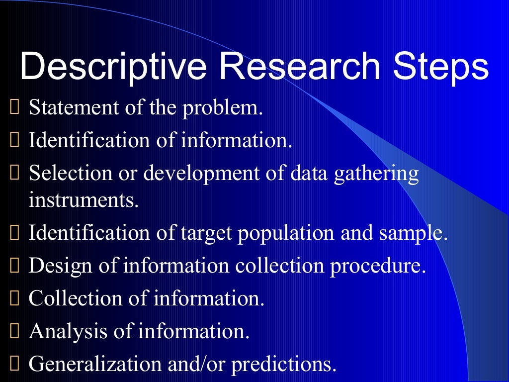 Descriptive and analytical research