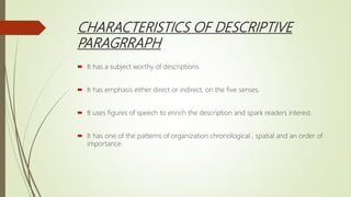 Descriptive and narrative paragraph | PPTX | Books and Literature