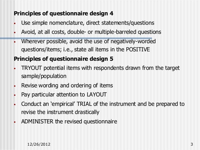 Descriptive design questionnaire