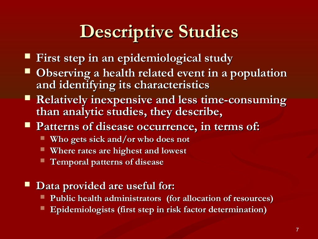 Descriptive epidemiology