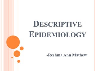 DESCRIPTIVE
EPIDEMIOLOGY
-Reshma Ann Mathew1
 