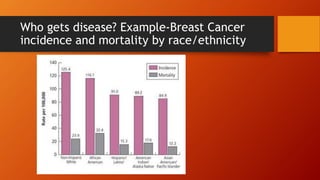 Who gets disease? Example-Breast Cancer
incidence and mortality by race/ethnicity
 